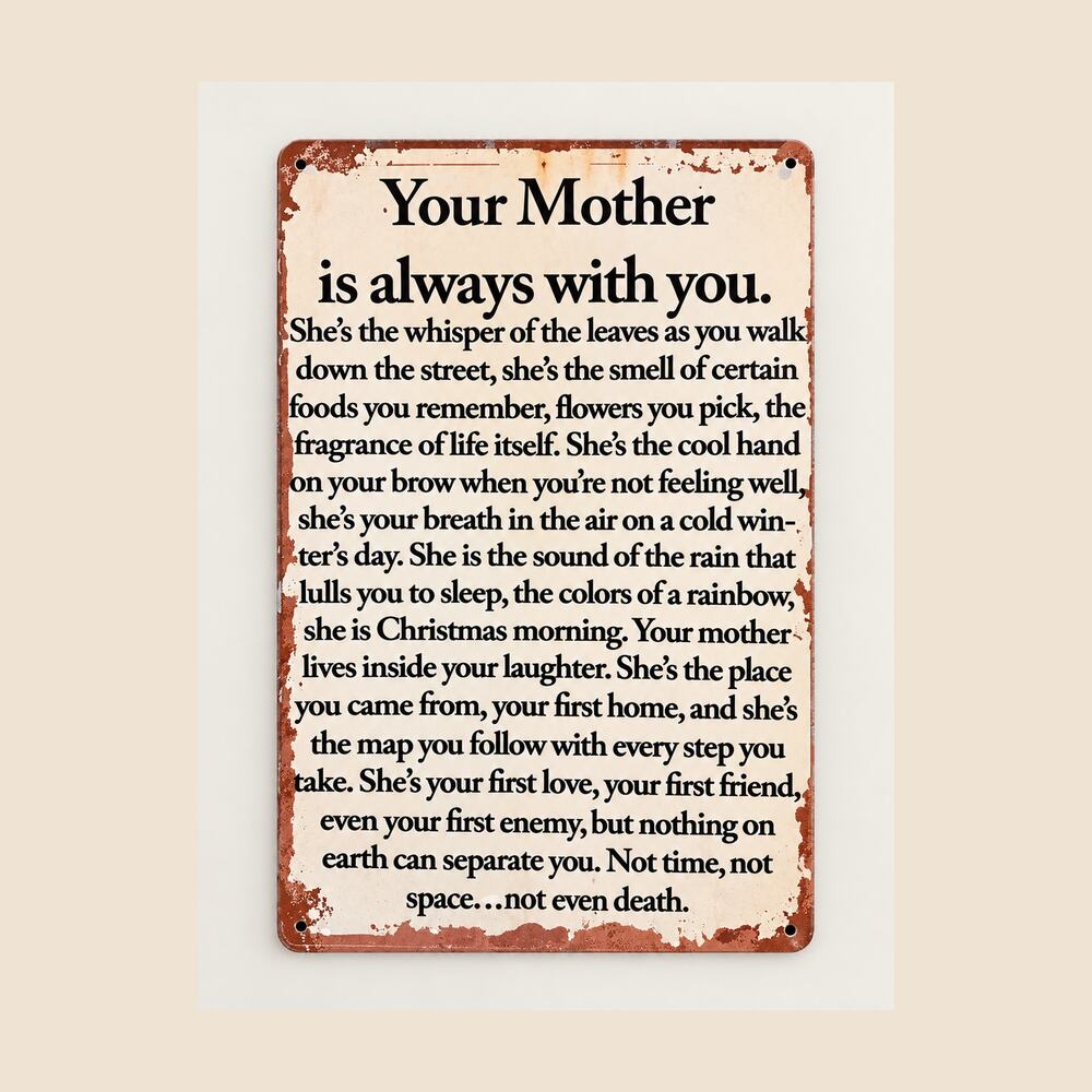 "Your Mother is always with you" Metal sign